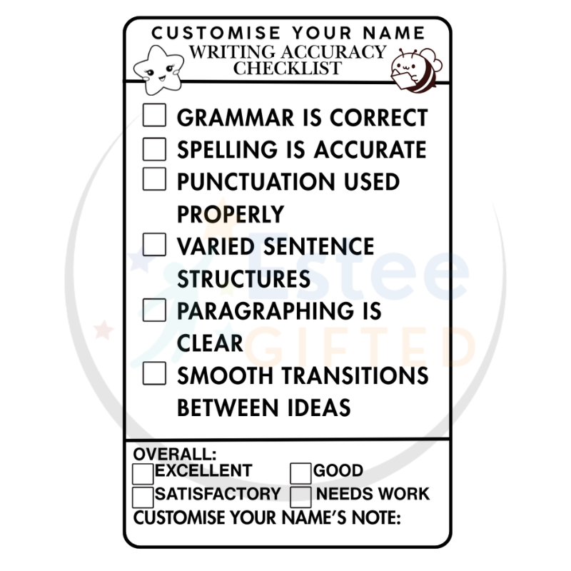 Custom Teacher Marking Checklist Stamp – Creative Writing (Personalised)