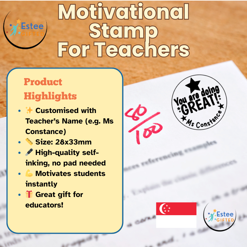 Custom Motivational Stamps for Teachers | Fun & Effective Self-Inking Stamp | 30mm x 28mm | Personalised with Name