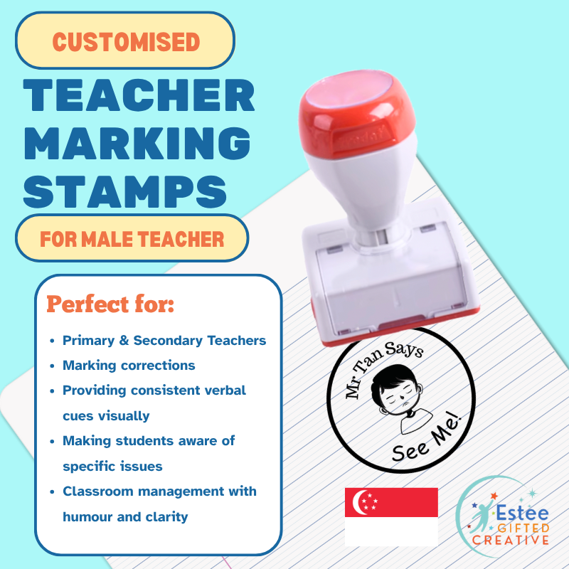 Customised Teacher Marking Stamps for Male Teachers | Self-Inking | 28×33mm | Fun & Expressive Feedback