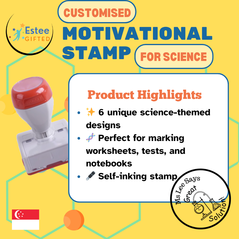 Customised Science Motivational Teacher Stamp | 6 C.E.R. Themed Stamps | Self-Inking | 30mm x 28mm