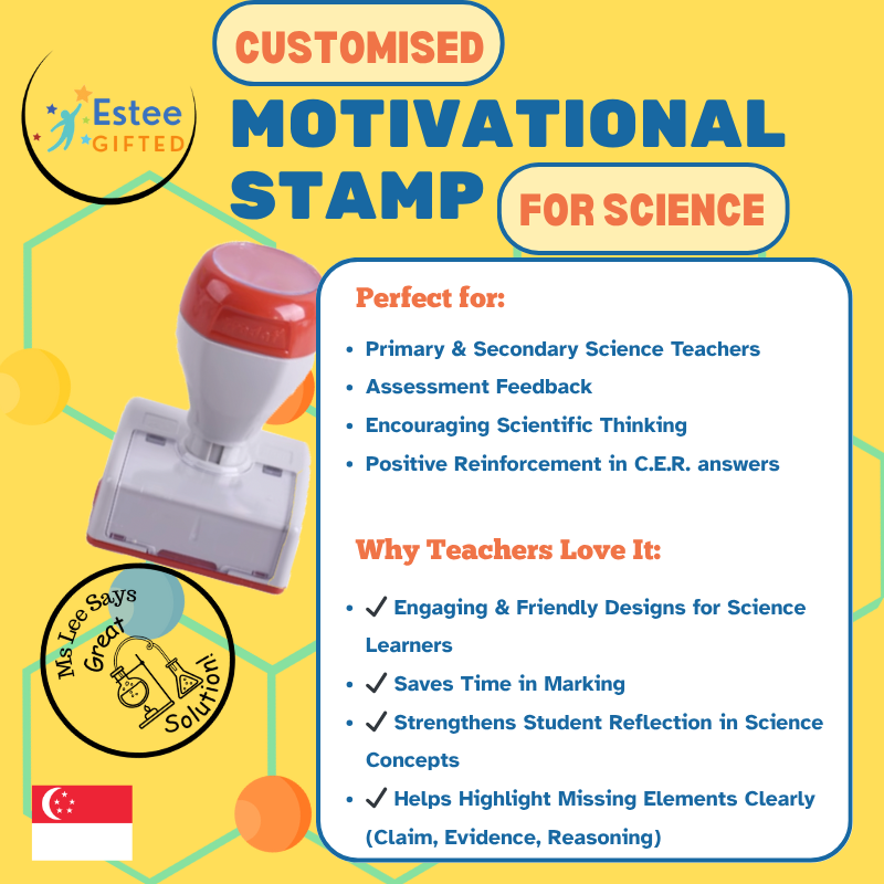 Customised Science Motivational Teacher Stamp | 6 C.E.R. Themed Stamps | Self-Inking | 30mm x 28mm
