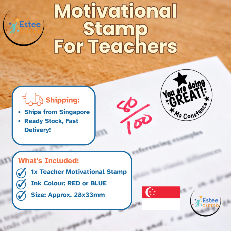 Custom Motivational Stamps for Teachers | Fun & Effective Self-Inking Stamp | 30mm x 28mm | Personalised with Name