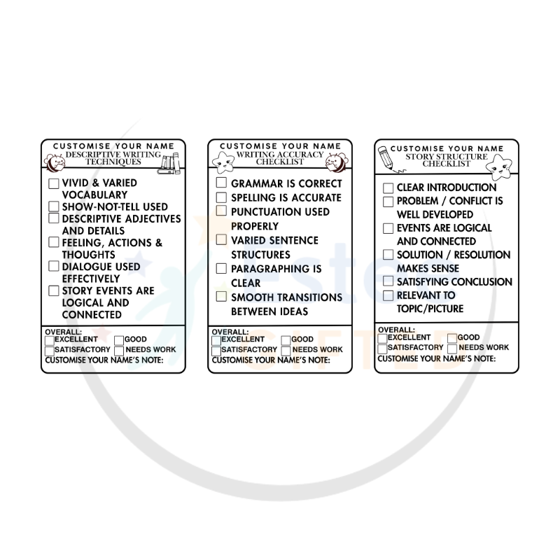 Custom Teacher Marking Checklist Stamp – Creative Writing (Personalised)