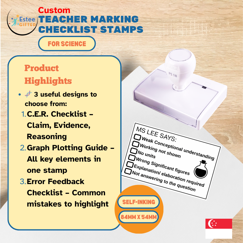 Custom Science Teacher Checklist Stamps – Primary & Secondary Marking Tool | C.E.R. | Graph | Error Feedback | Personalised