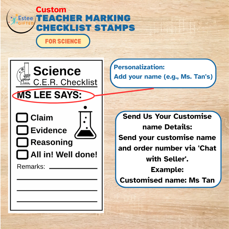 Custom Science Teacher Checklist Stamps – Primary & Secondary Marking Tool | C.E.R. | Graph | Error Feedback | Personalised