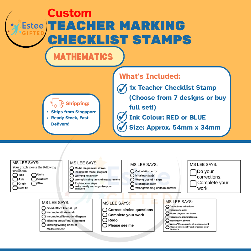 Custom Mathematics Teacher Checklist Stamps – Primary School Marking Tool | Personalised | 54×34mm