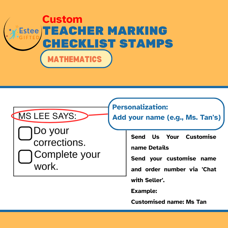 Custom Mathematics Teacher Checklist Stamps – Primary School Marking Tool | Personalised | 54×34mm