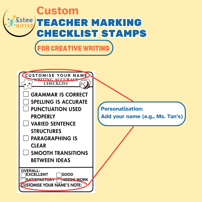 Custom Teacher Marking Checklist Stamp – Creative Writing (Personalised)