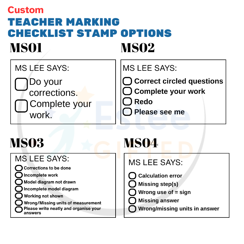 Custom Mathematics Teacher Checklist Stamps – Primary School Marking Tool | Personalised | 54×34mm