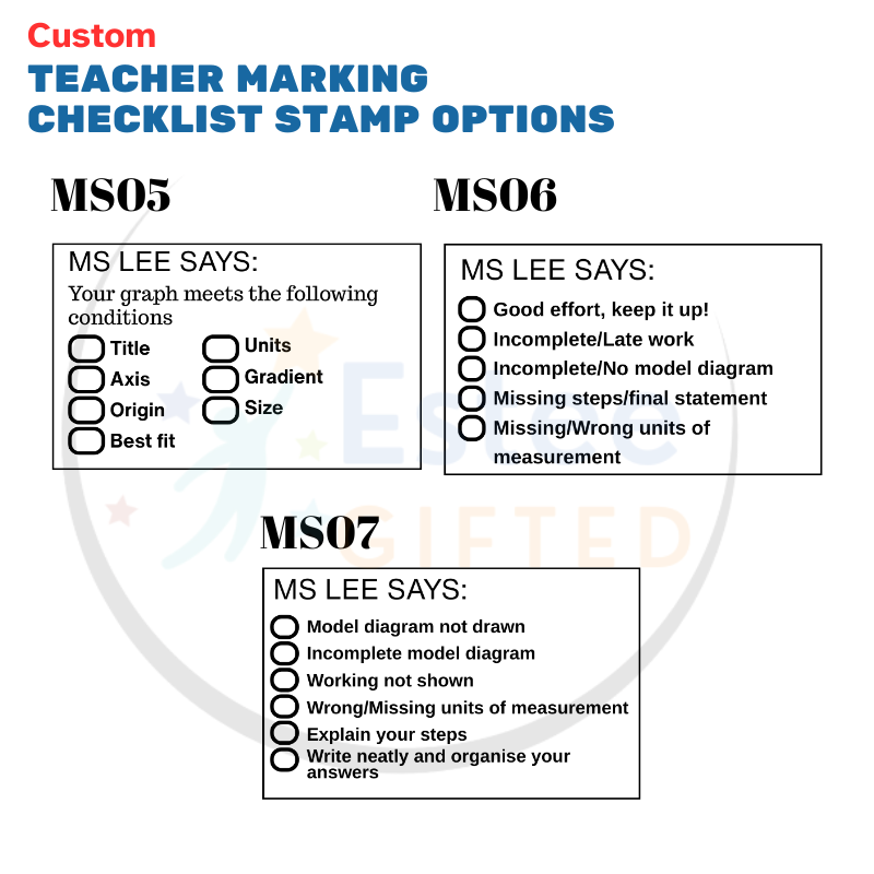 Custom Mathematics Teacher Checklist Stamps – Primary School Marking Tool | Personalised | 54×34mm