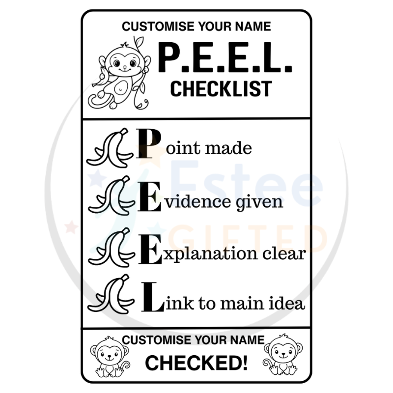 Custom Composition Writing Teacher Checklist Stamps – P.E.E.L., S.T.A.R., M.A.G.I.C., C.O.P.S. | Personalised | 84×54mm