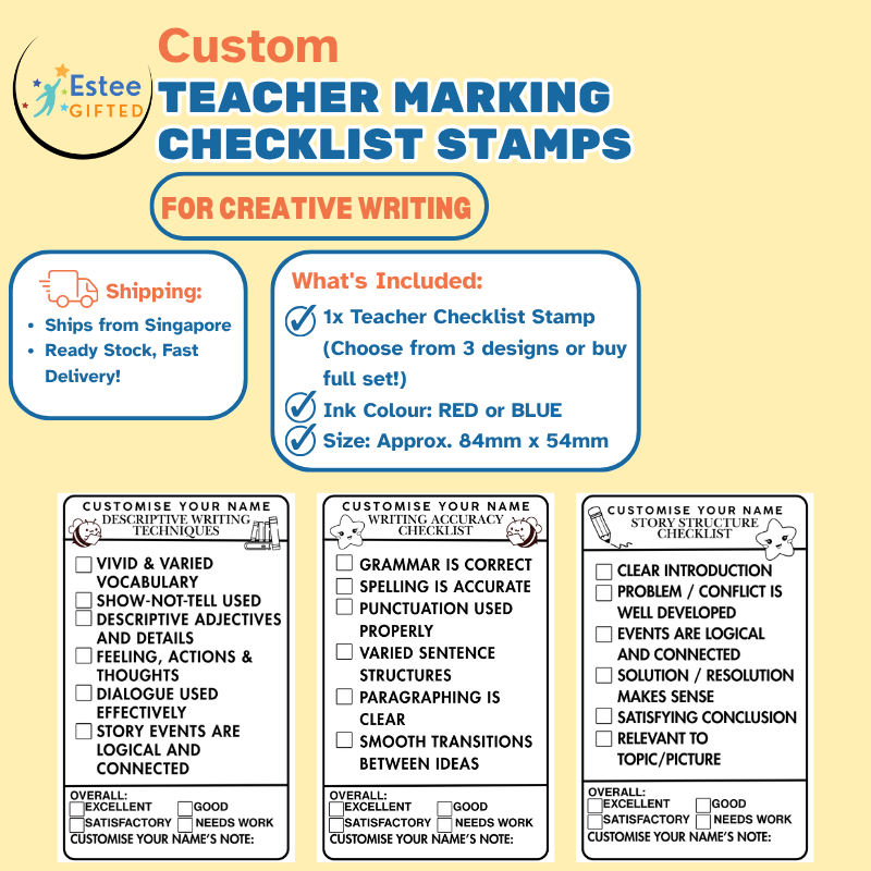 Custom Teacher Marking Checklist Stamp – Creative Writing (Personalised)